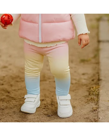 Colanti colorati  - Rainbow, Roz Bleu Alb Galben, pentru fetite, Alb