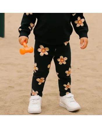 Pantaloni cu imprimeu floral  - Good Day, Negru, pentru fetite, Negru