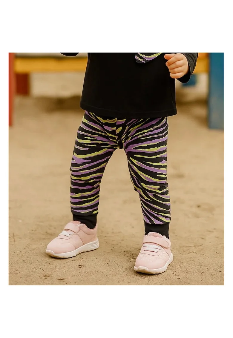 Pantaloni sport  - Zebra, Negru si Mov, pentru fetite, Negru