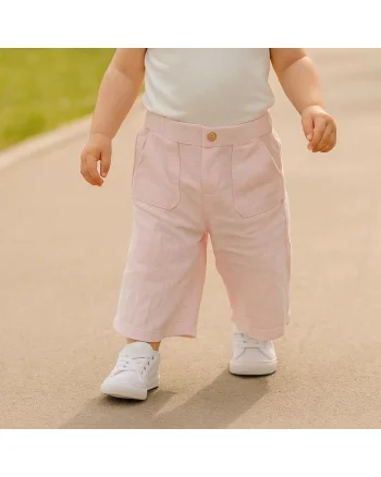 Pantaloni largi cu pliuri  -Star Light, Roz, pentru fetite, Roz