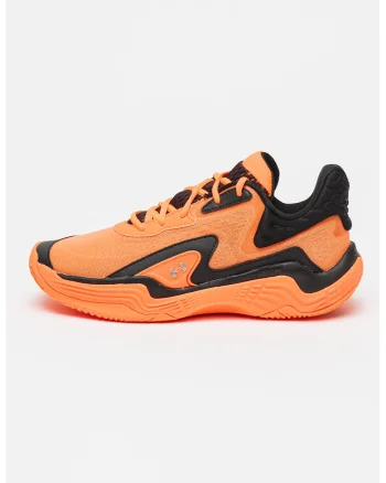 Pantofi textili cu logo discret, pentru baschet, Negru/Portocaliu neon