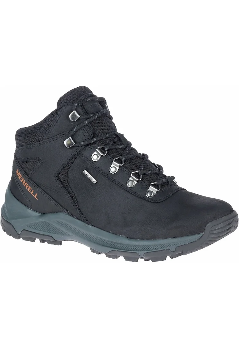 Ghete trekking impermeabile barbati Erie Mid LTR J500151,  Piele naturala, Negru, Negru
