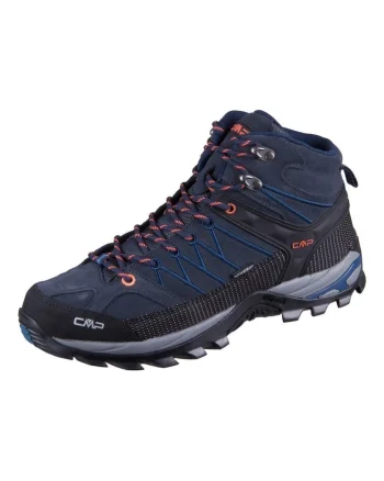 Bocanci trekking pentru barbati,  Rigel Mid WP, Piele intoarsa, Bleumarin/Negru, Negru/Bleumarin