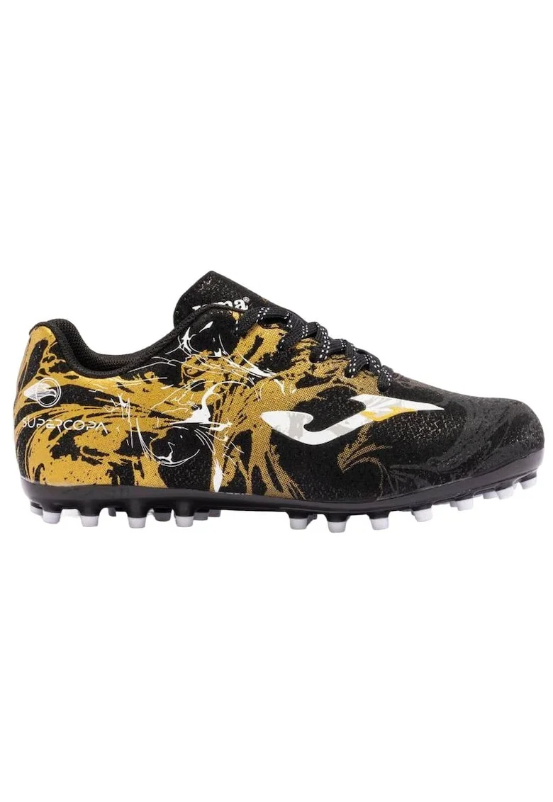 Pantofi fotbal copii,  Poliuretan, Negru/Galben