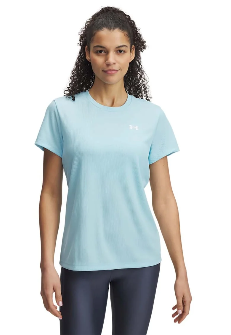 Tricou cu decolteu rotund, pentru fitness, Albastru pastel