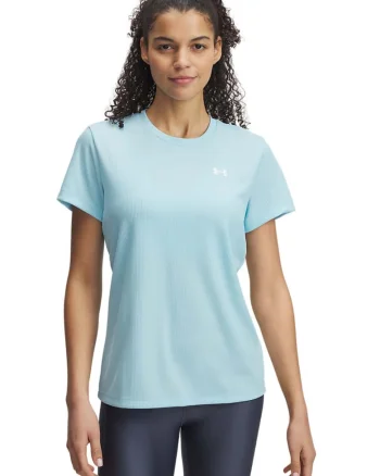 Tricou cu decolteu rotund, pentru fitness, Albastru pastel