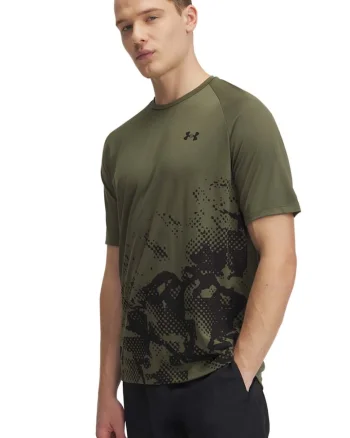 Tricou cu decolteu la baza gatului pentru fitness, Negru/Kaki
