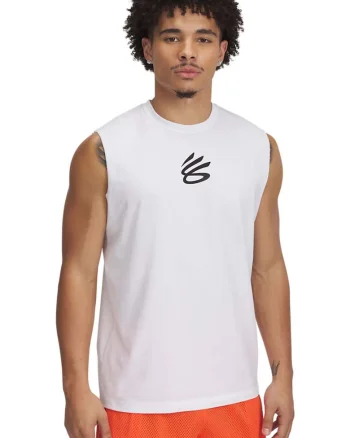 Tricou fara maneci pentru baschet Curry, Negru/Alb optic