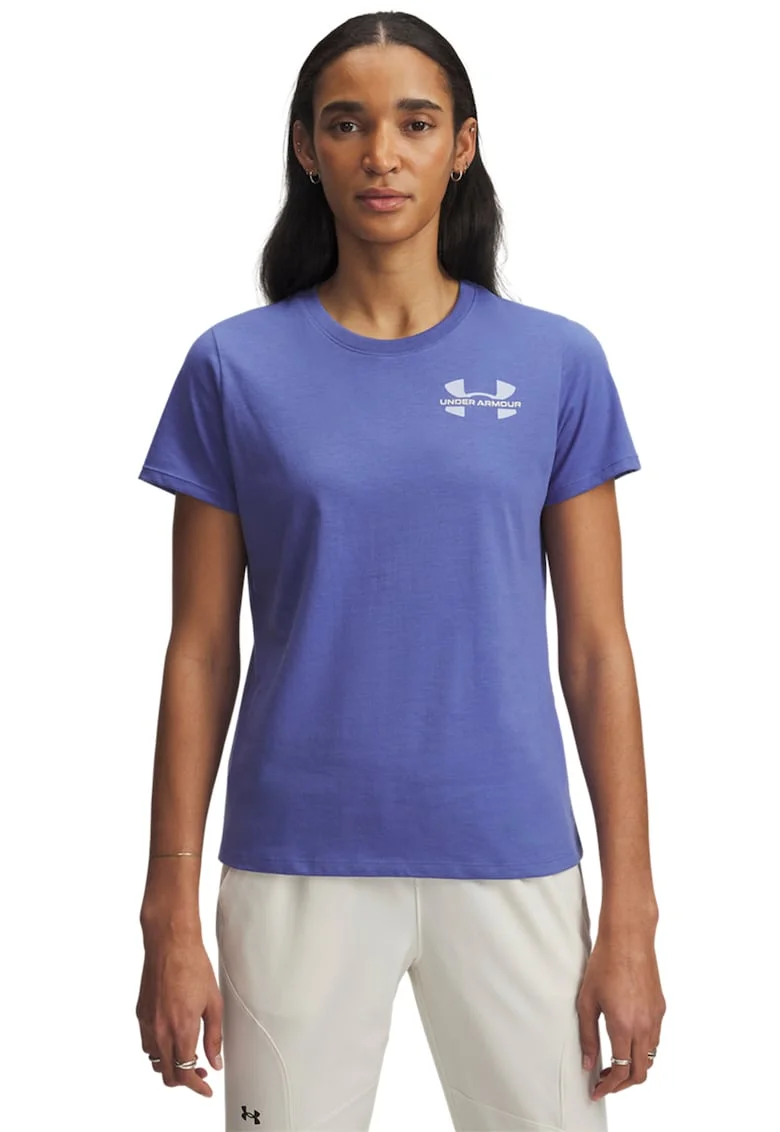 Tricou cu logo pentru fitness, Albastru indigo
