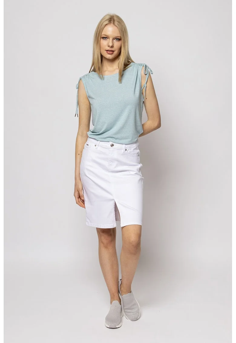 Top cu model in dungi si snururi de ajustare pe umeri Boni, Albastru deschis