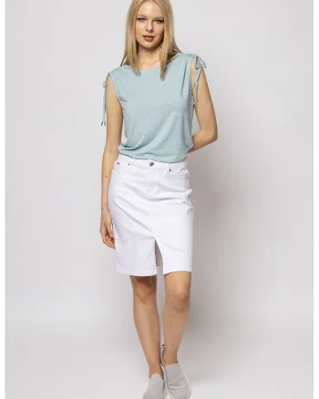 Top cu model in dungi si snururi de ajustare pe umeri Boni, Albastru deschis