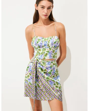 Top crop cu imprimeu floral, Multicolor