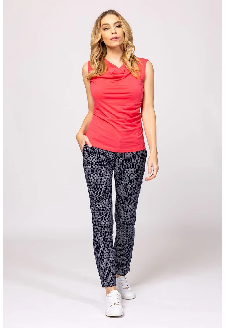 Top din amestec de modal cu aspect drapat Borbala, Coral
