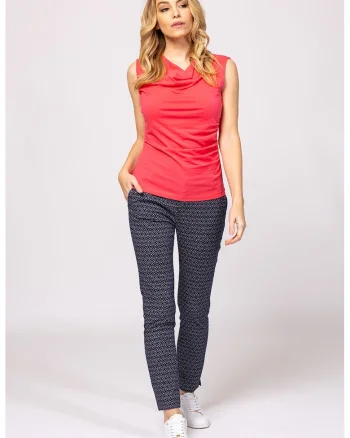 Top din amestec de modal cu aspect drapat Borbala, Coral
