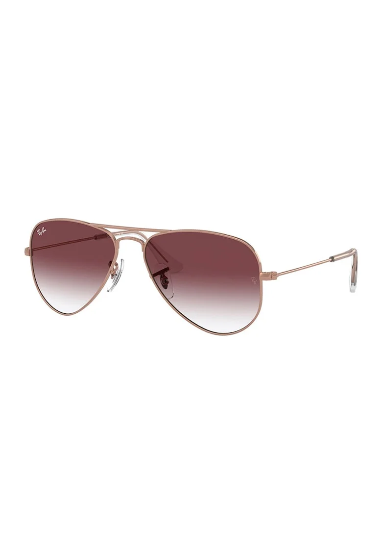Ochelari de soare aviator cu lentile polarizate si rama metalica, Bronz/Transparent