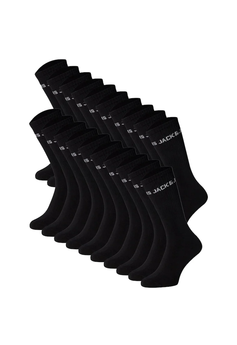 Set de sosete lungi cu logo - 10 perechi, Negru