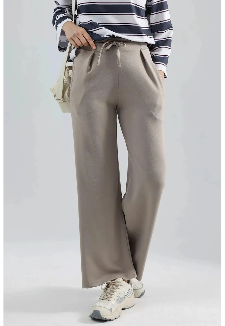Pantaloni dama,  Palazzo plisati, Bej Natural