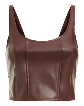 Top crop de piele ecologica, Maro