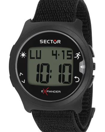 Ceas digital cu o curea din material textil, Negru