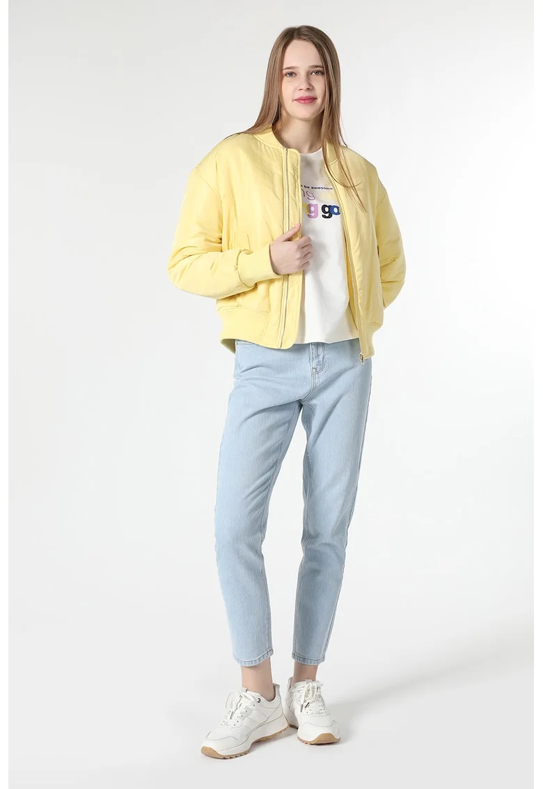 JAcheta bomber cu buzunare laterale, Galben