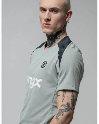 Tricou cu Dri Fit si decolteu la baza gatului pentru fotbal, Alb/Verde pal