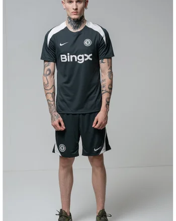 Tricou cu Dri Fit si decolteu la baza gatului pentru fotbal, Alb fildes/Verde inchis