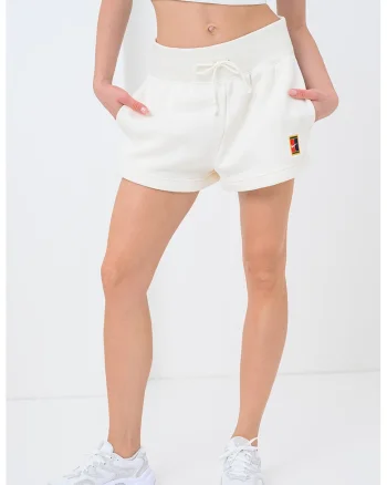Pantaloni scurti lejeri cu talie inalta pentru tenis, Crem
