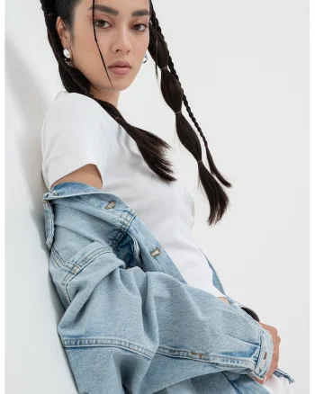Jacheta relaxed-fit din denim, Albastru melange