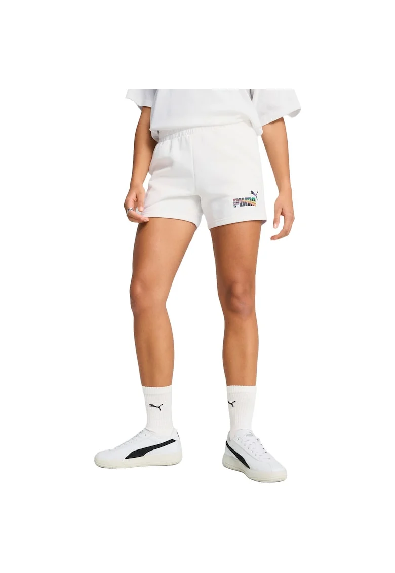 Pantaloni scurti  Love United cu talie medie 4, Alb