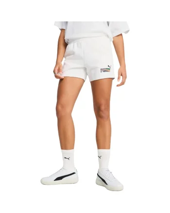 Pantaloni scurti  Love United cu talie medie 4, Alb