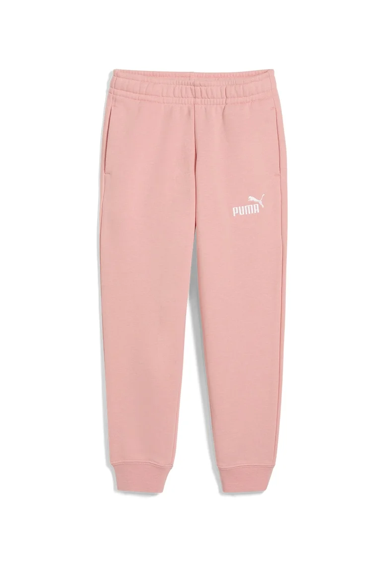Pantaloni de trening din amestec de bumbac cu banda logo in talie, Roz pastel