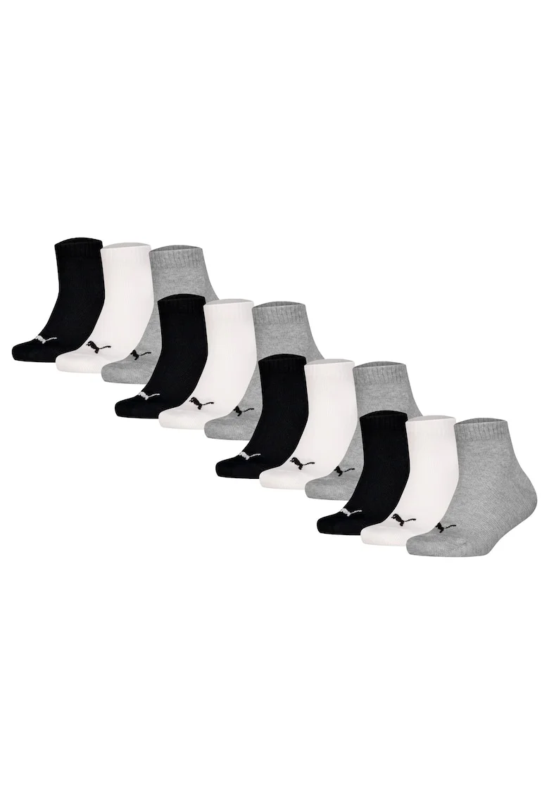 Set de sosete scurte cu logo - 12 perechi, Alb/Negru/Gri