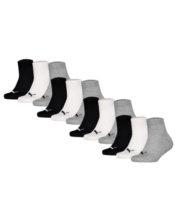 Set de sosete scurte cu logo - 12 perechi, Alb/Negru/Gri