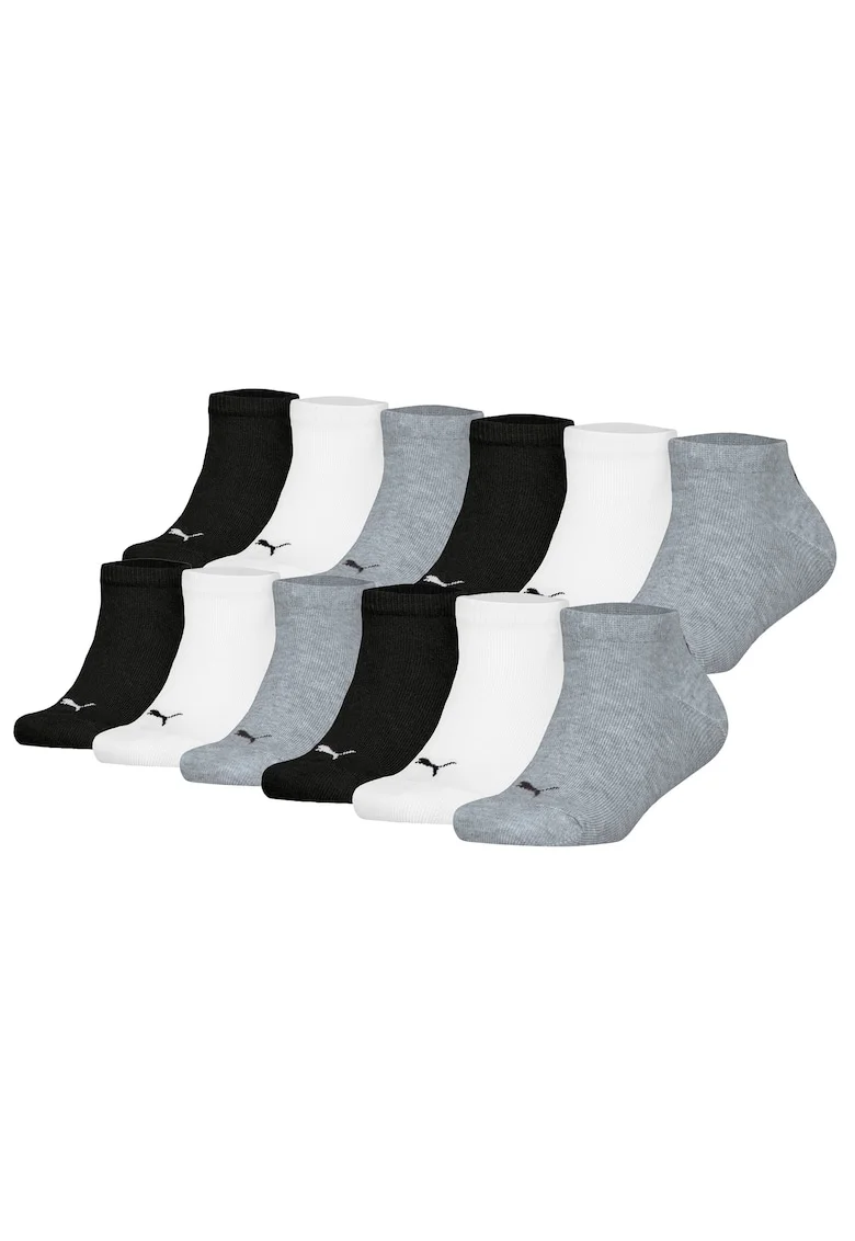 Set de sosete scurte cu logo - 12 perechi, Alb/Negru/Gri