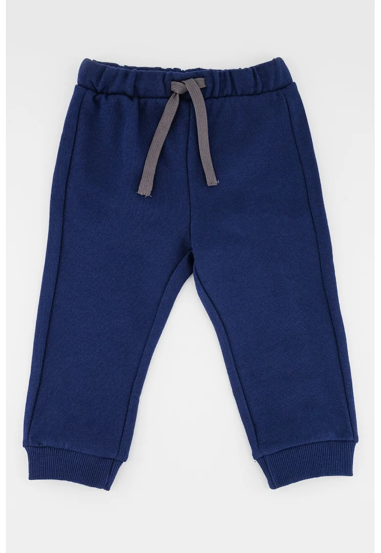 Pantaloni de trening de bumbac cu snur in talie, Bleumarin