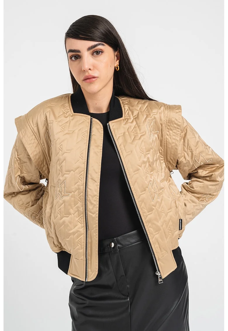 Jacheta bomber cu maneci detasabile, Bej