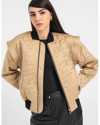 Jacheta bomber cu maneci detasabile, Bej