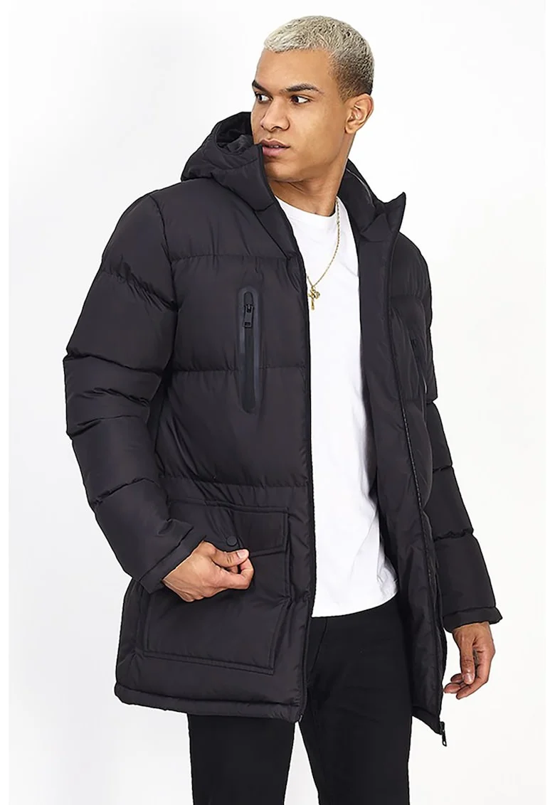 Geaca matlasata cu buzunare multiple Oakwood, Negru