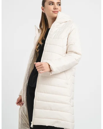 Geaca midi matlasata Essentials, Crem