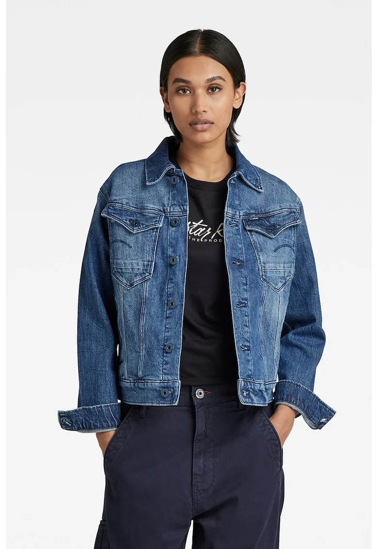 Jacheta slim fit de denim Arc 3D, Albastru inchis