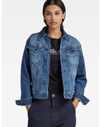Jacheta slim fit de denim Arc 3D, Albastru inchis