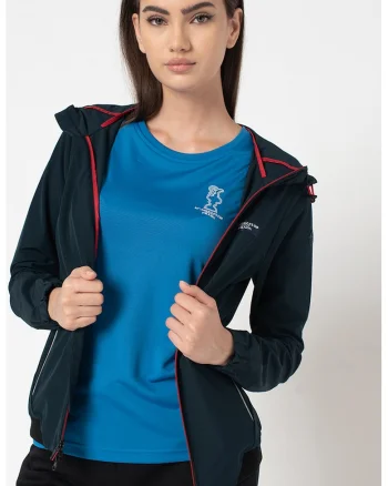 Jacheta regular fit cu gluga Takapuna, Bleumarin