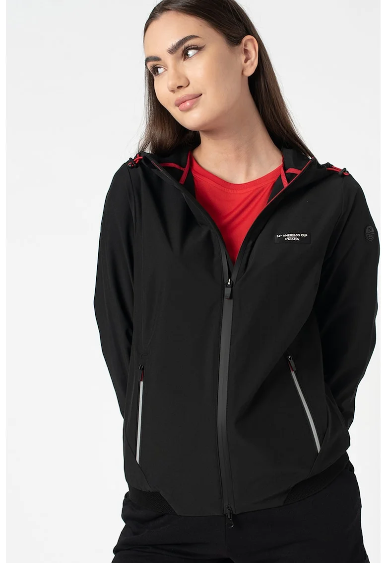 Jacheta regular fit cu gluga Takapuna, Negru