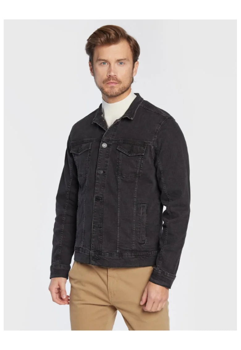 Jacheta din denim barbati,  300787489, Bumbac, Negru
