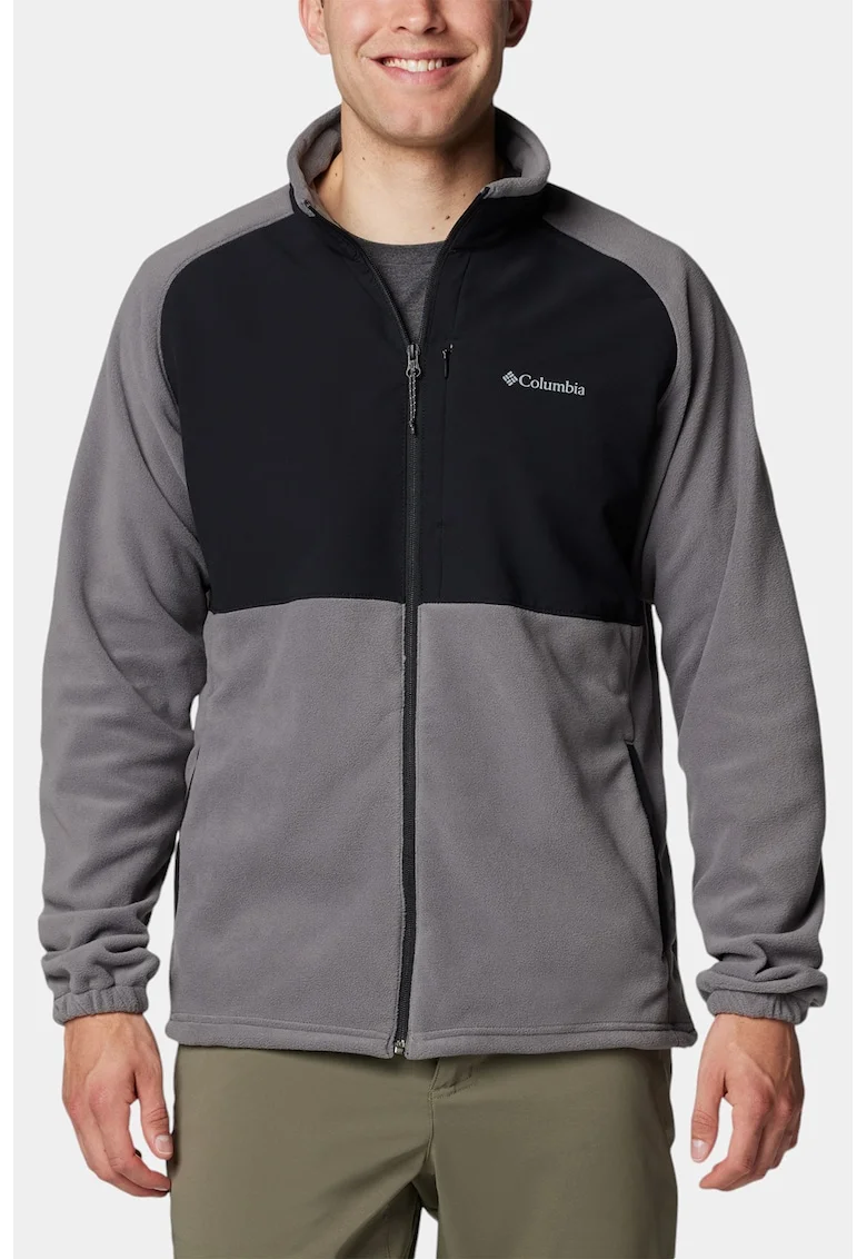 Bluza de trening cu detalii din fleece si fermoar, pentru fermoar Sage Peak, Negru/Gri inchis