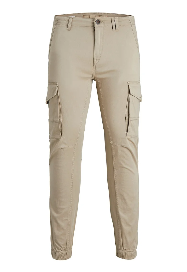 Pantaloni cargo din amestec de bumbac organic, Bej