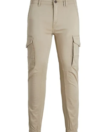 Pantaloni cargo din amestec de bumbac organic, Bej