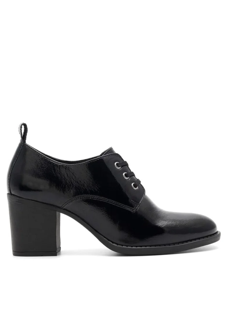 Pantofi sport dama,  Piele naturala/Piele lacuita, Negru, Negru