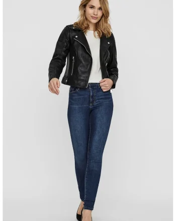 Jacheta biker din piele ecologica, Negru