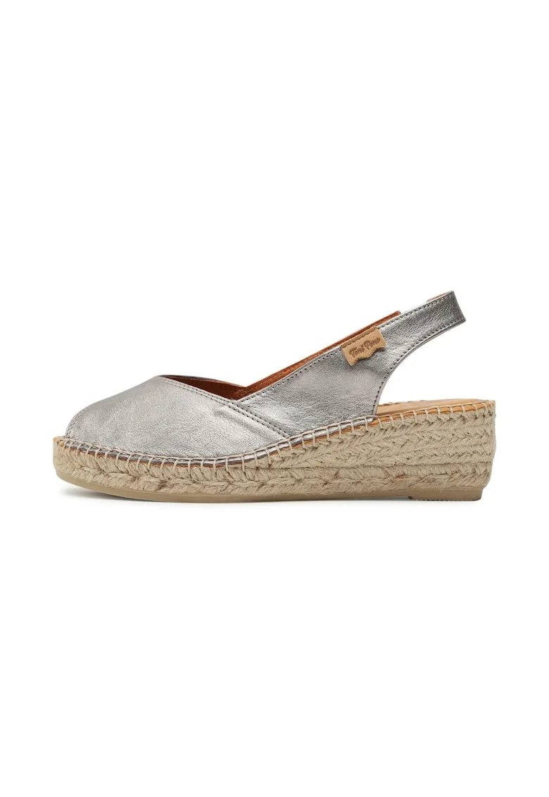 Espadrile dama,  773589, Piele naturala, Argintiu
